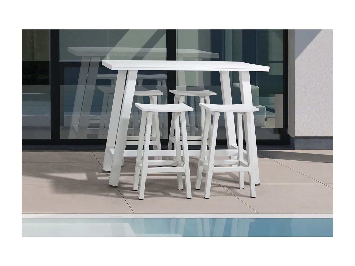 Tabouret de bar de jardin en métal blanc H71 - BAYONNE