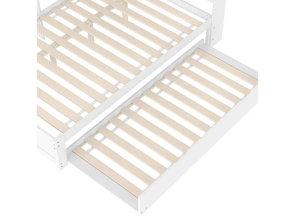 Lit banquette lit gigogne jour 140x200 cm canapé-lit ports USB électrique sommier à lattes sans matelas panneau particules blanc