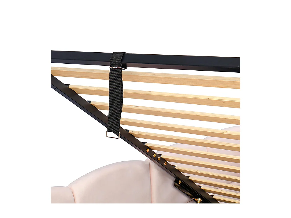 Lit banquette rose 90x200 cm rangement sommier lattes USB sac adolescent enfant adulte velours sans matelas