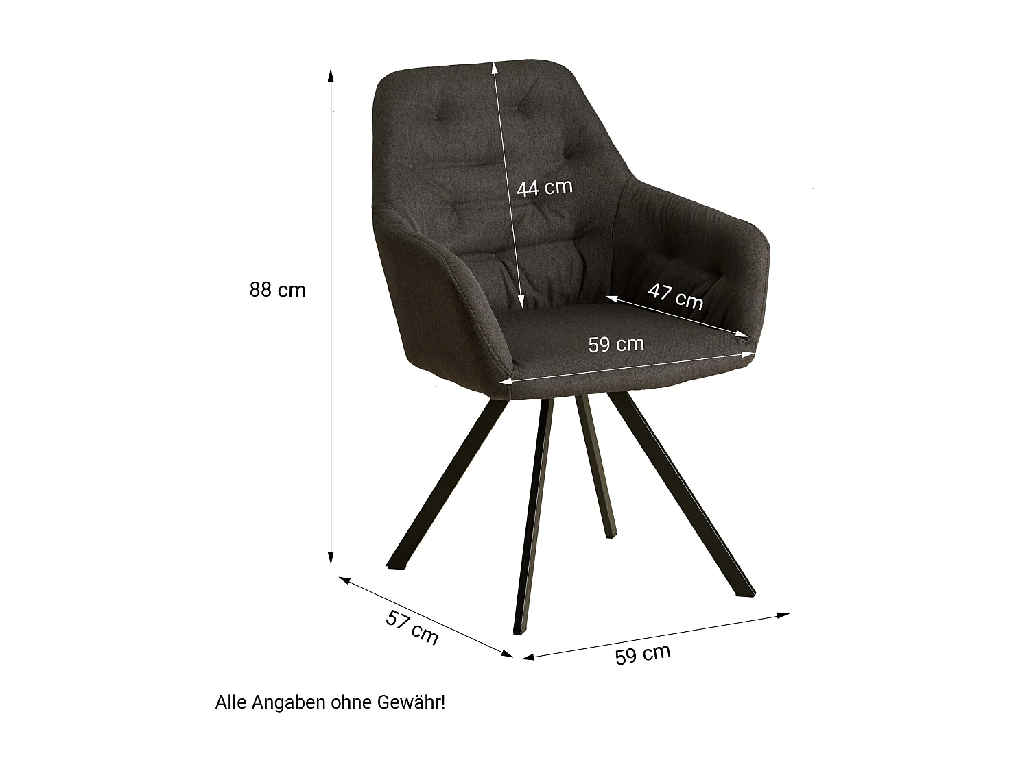 Esszimmerstuhl 59x88x57 cm Anthrazit Eames