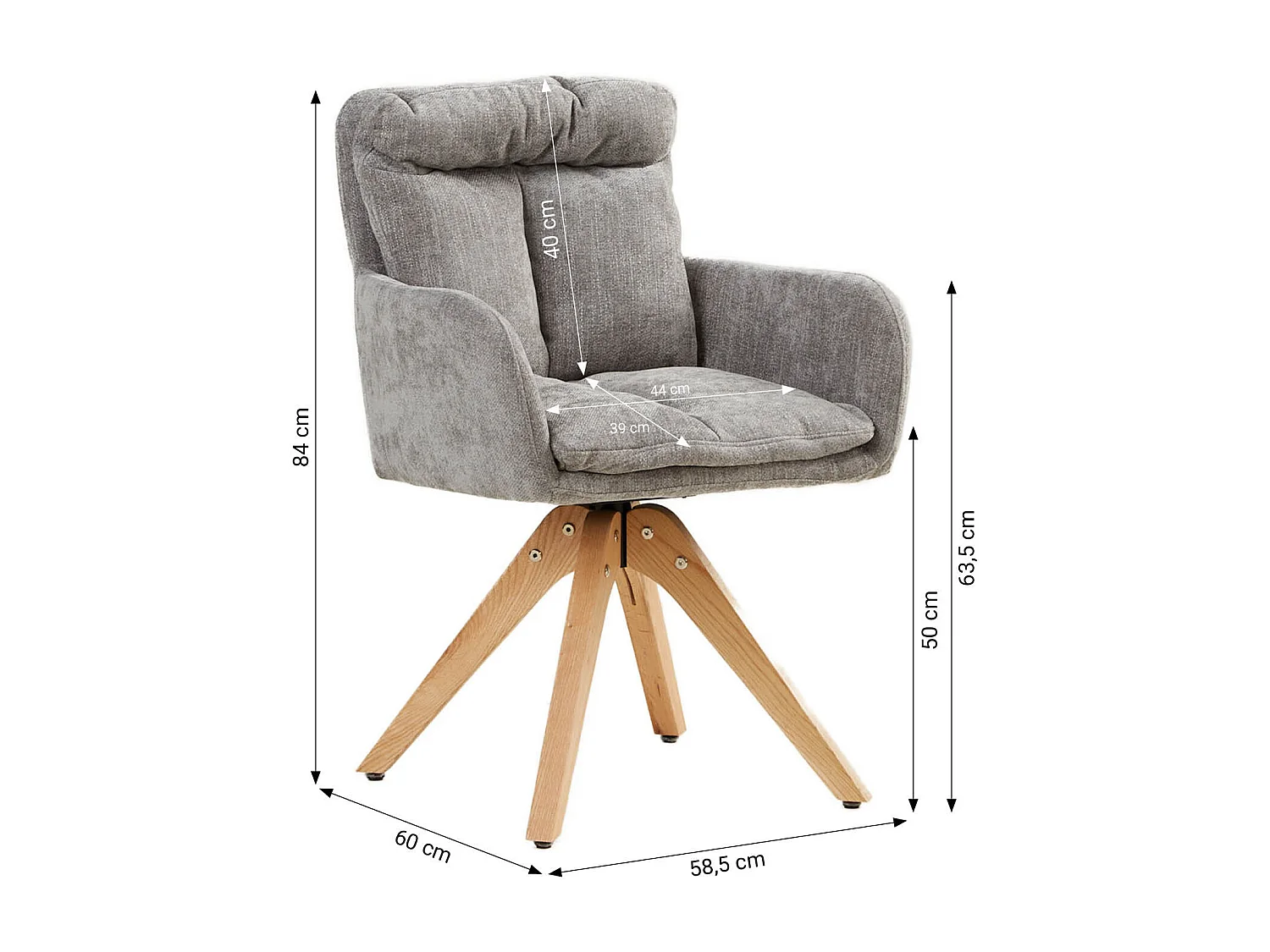 Silla de comedor 58.5x84x60 cm gris Eames