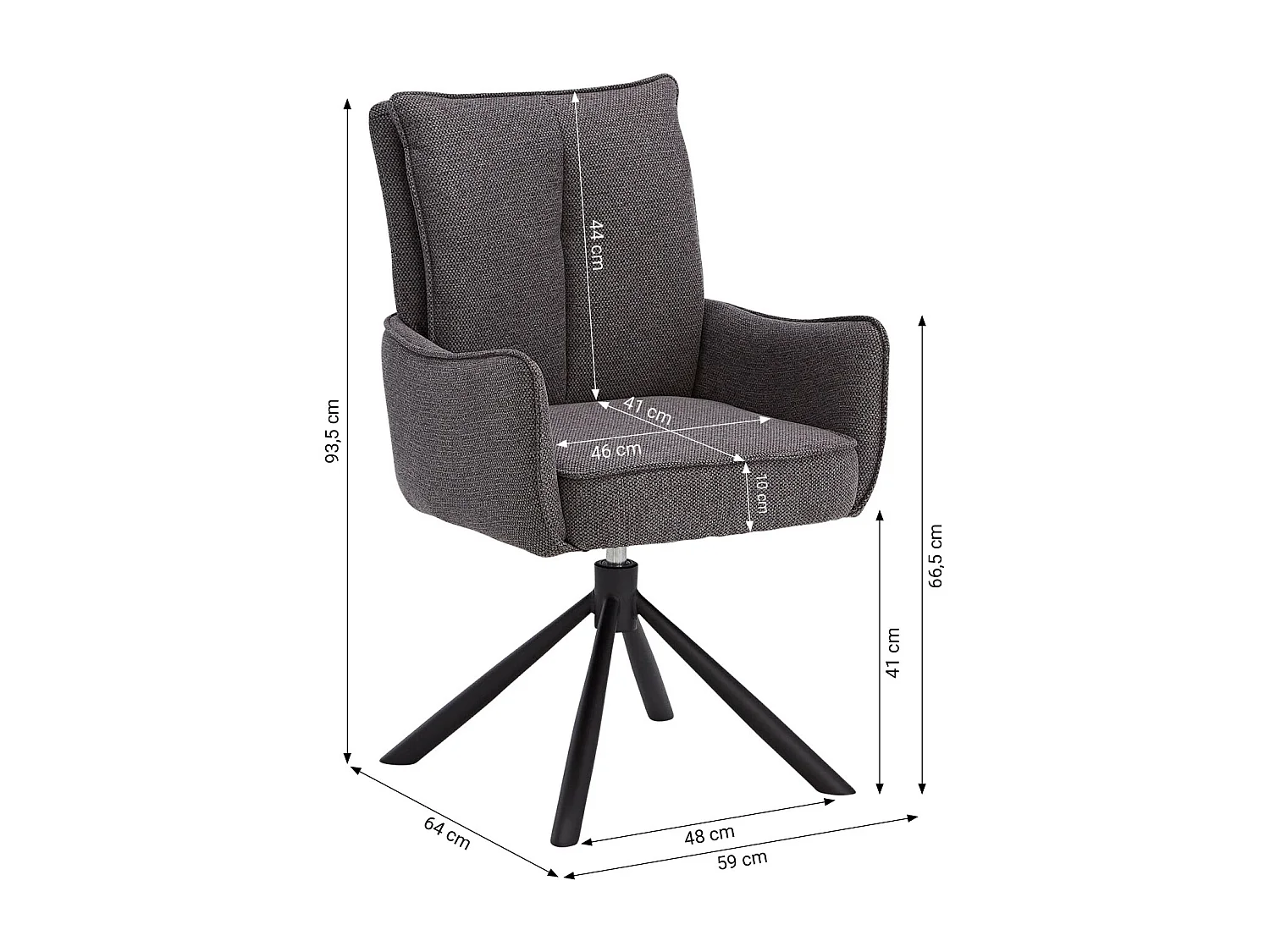 Chaise de Salle à Manger 59x93.5x64 cm Anthracite Chaise Oeuf Moderne