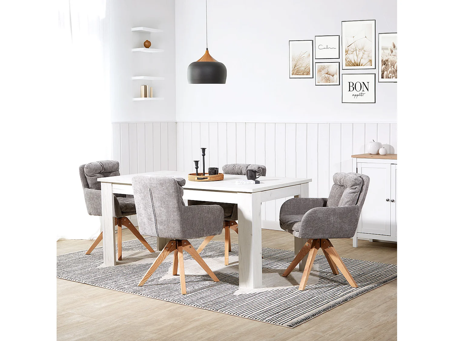 Conjunto de sillas de comedor 58.5x84x60 cm Gris Sillas Eames