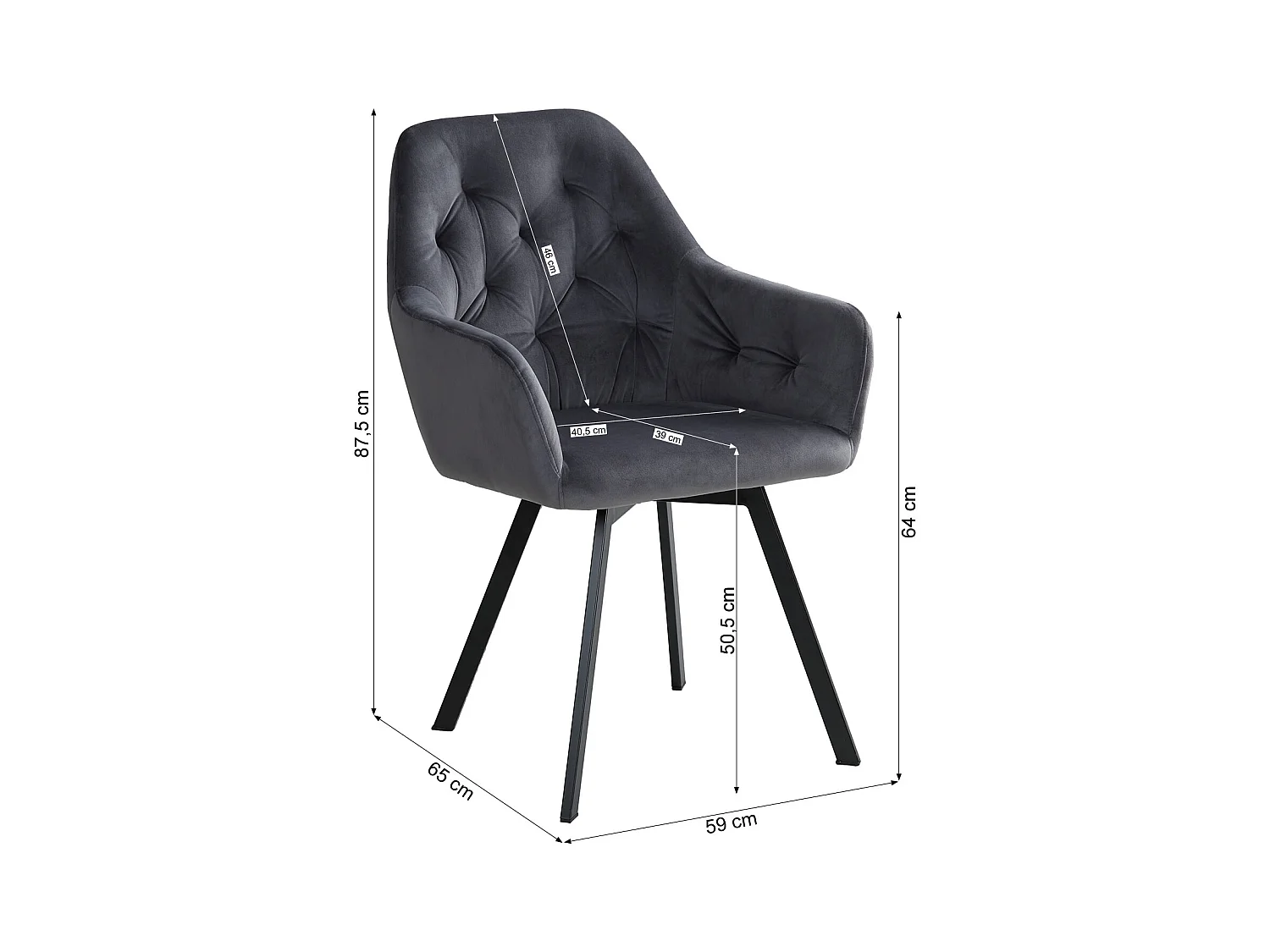 Conjunto de Cadeiras de Jantar 59x87.5x65 cm Cinza Eames