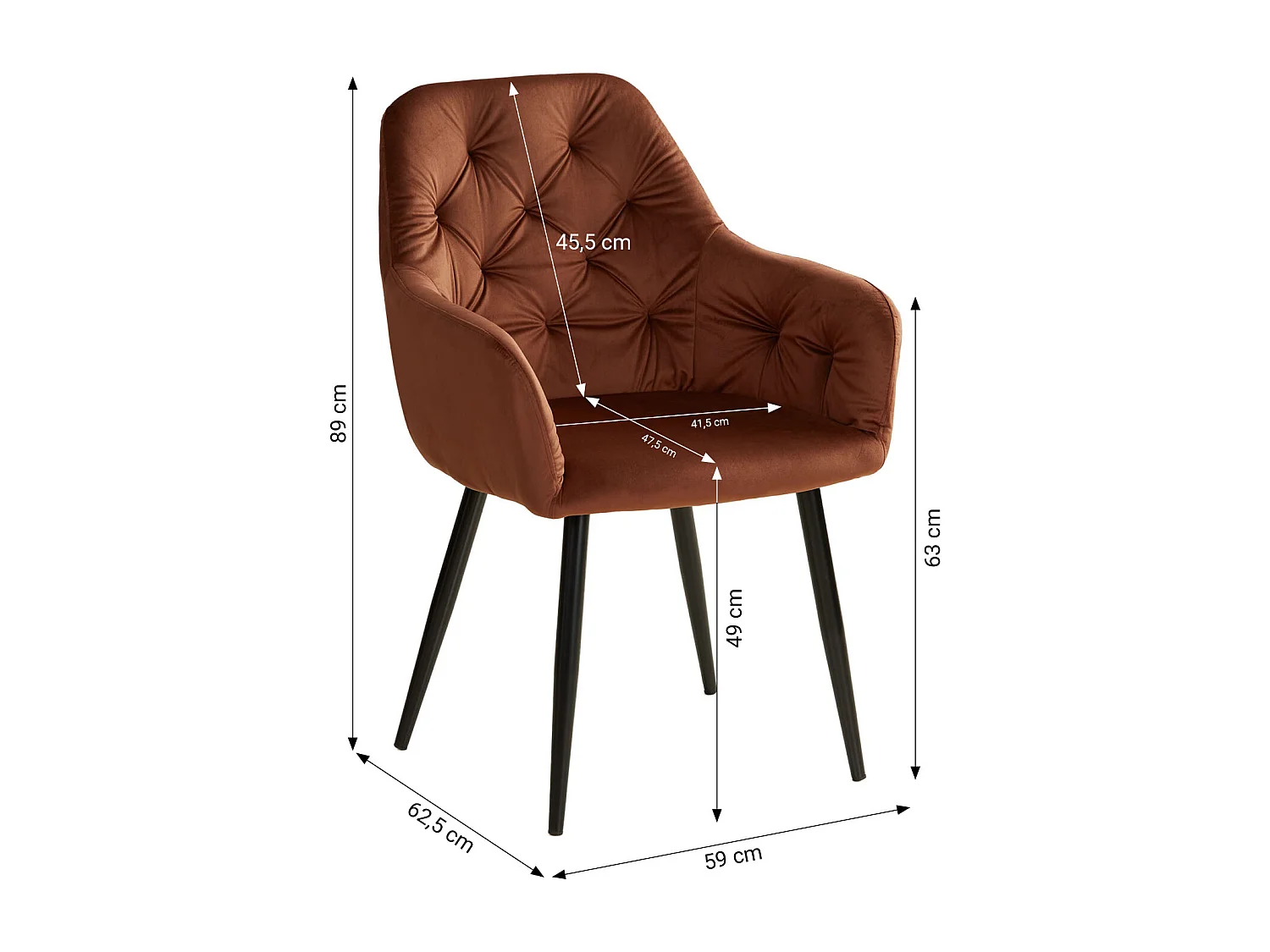 Esszimmerstuhl 59x89x62,5 cm Braun Eames
