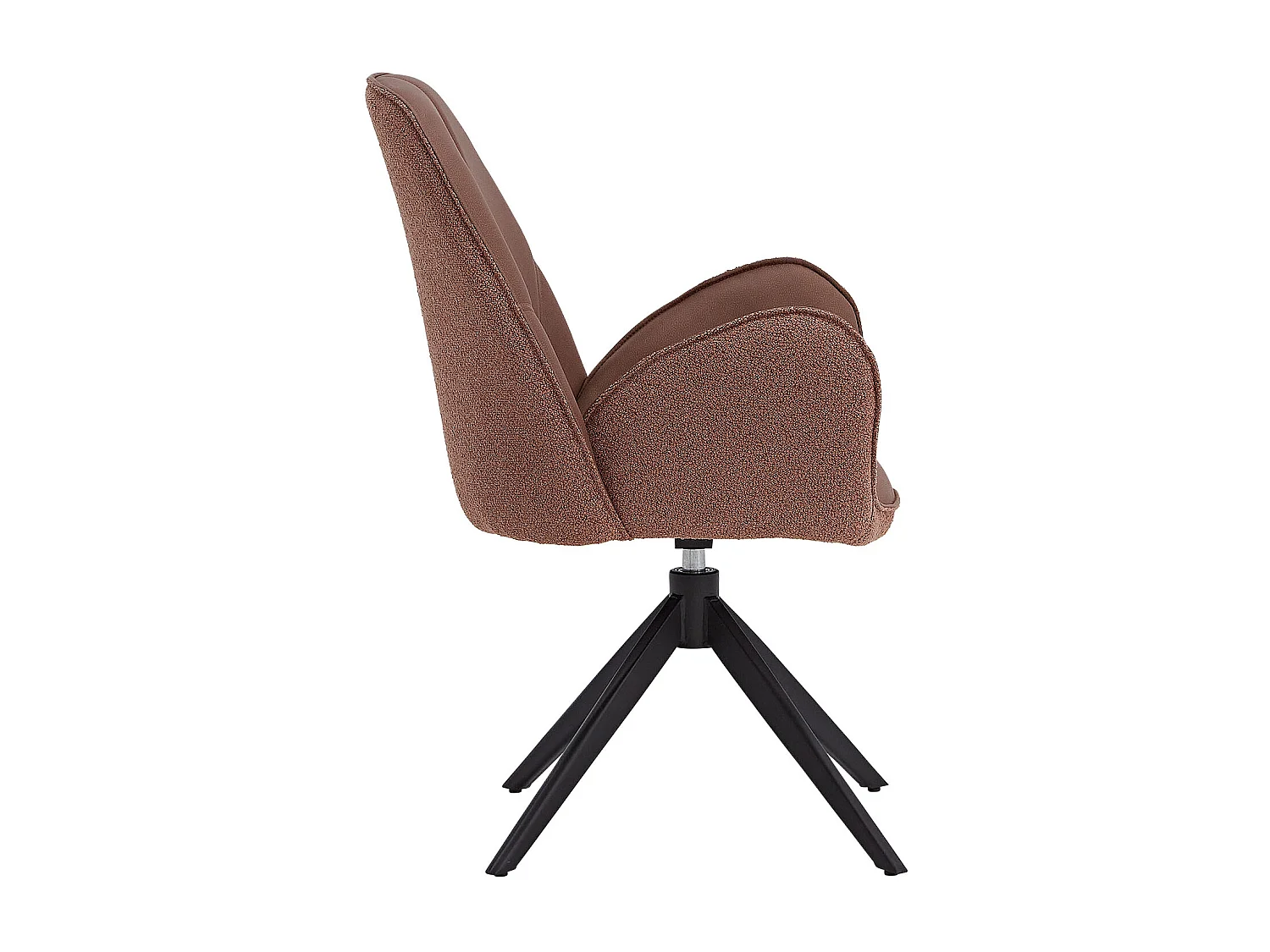 Esszimmerstuhl Set 60x90x59 cm Braun Modern Eierstuhl Bouclé Leder