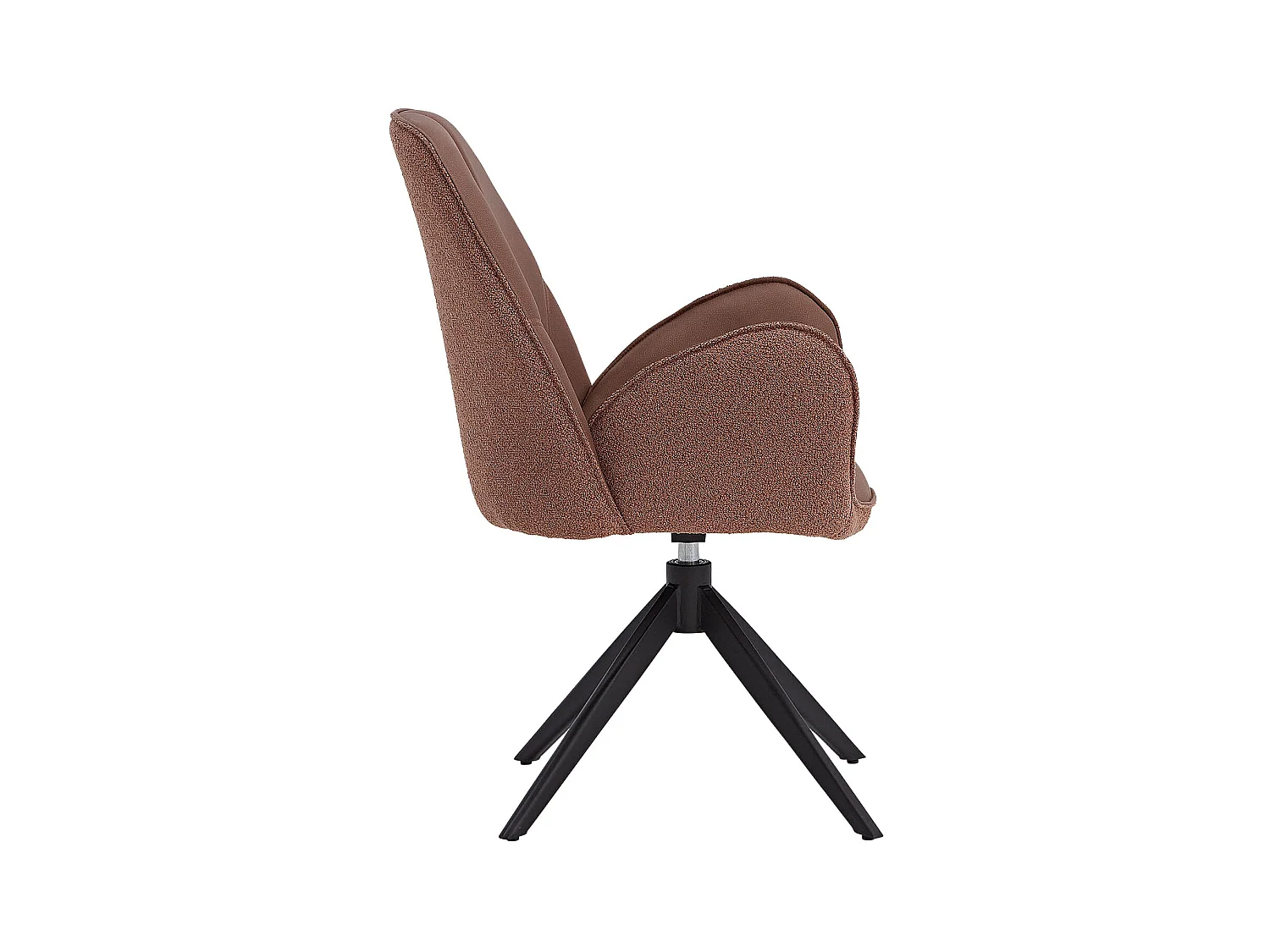 Esszimmerstuhl 60x90x59 cm Braun Moderner Eierstuhl Bouclé Leder Sessel