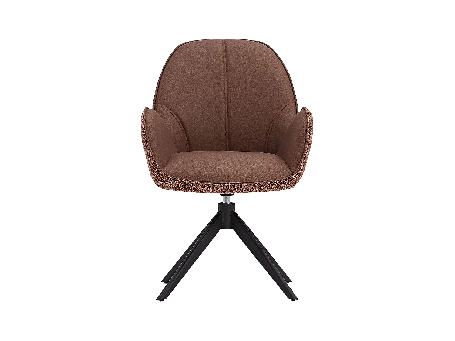 Esszimmerstuhl 60x90x59 cm Braun Moderner Eierstuhl Bouclé Leder Sessel