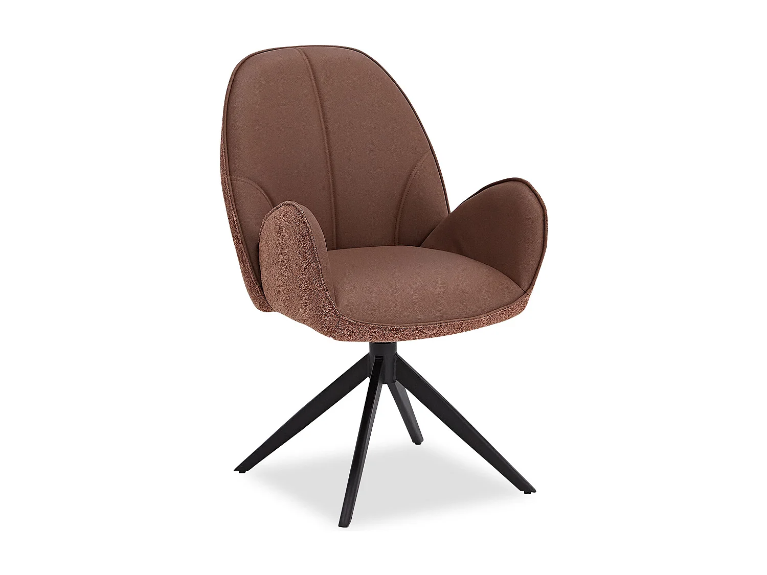 Esszimmerstuhl 60x90x59 cm Braun Moderner Eierstuhl Bouclé Leder Sessel