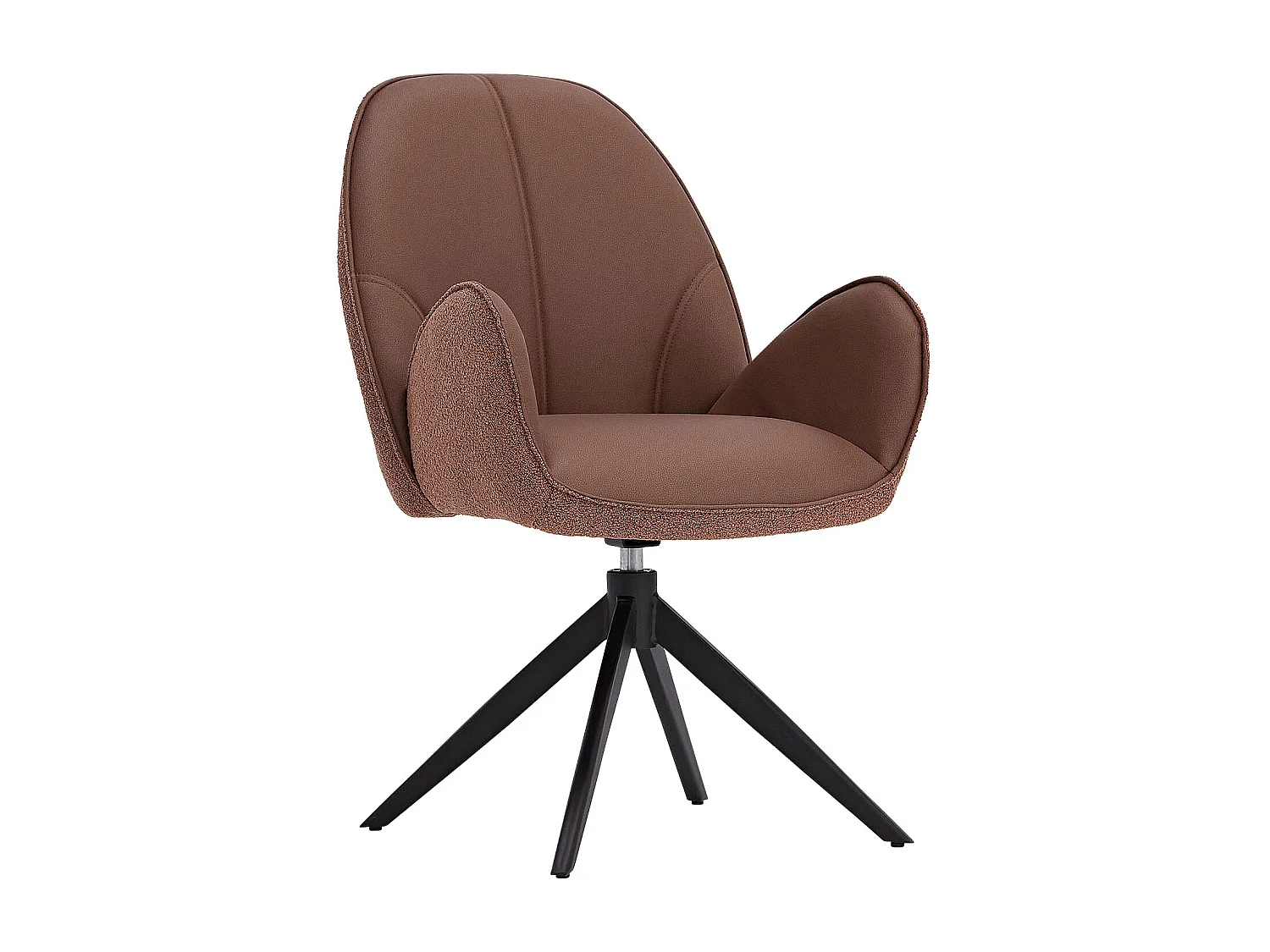 Esszimmerstuhl 60x90x59 cm Braun Moderner Eierstuhl Bouclé Leder Sessel