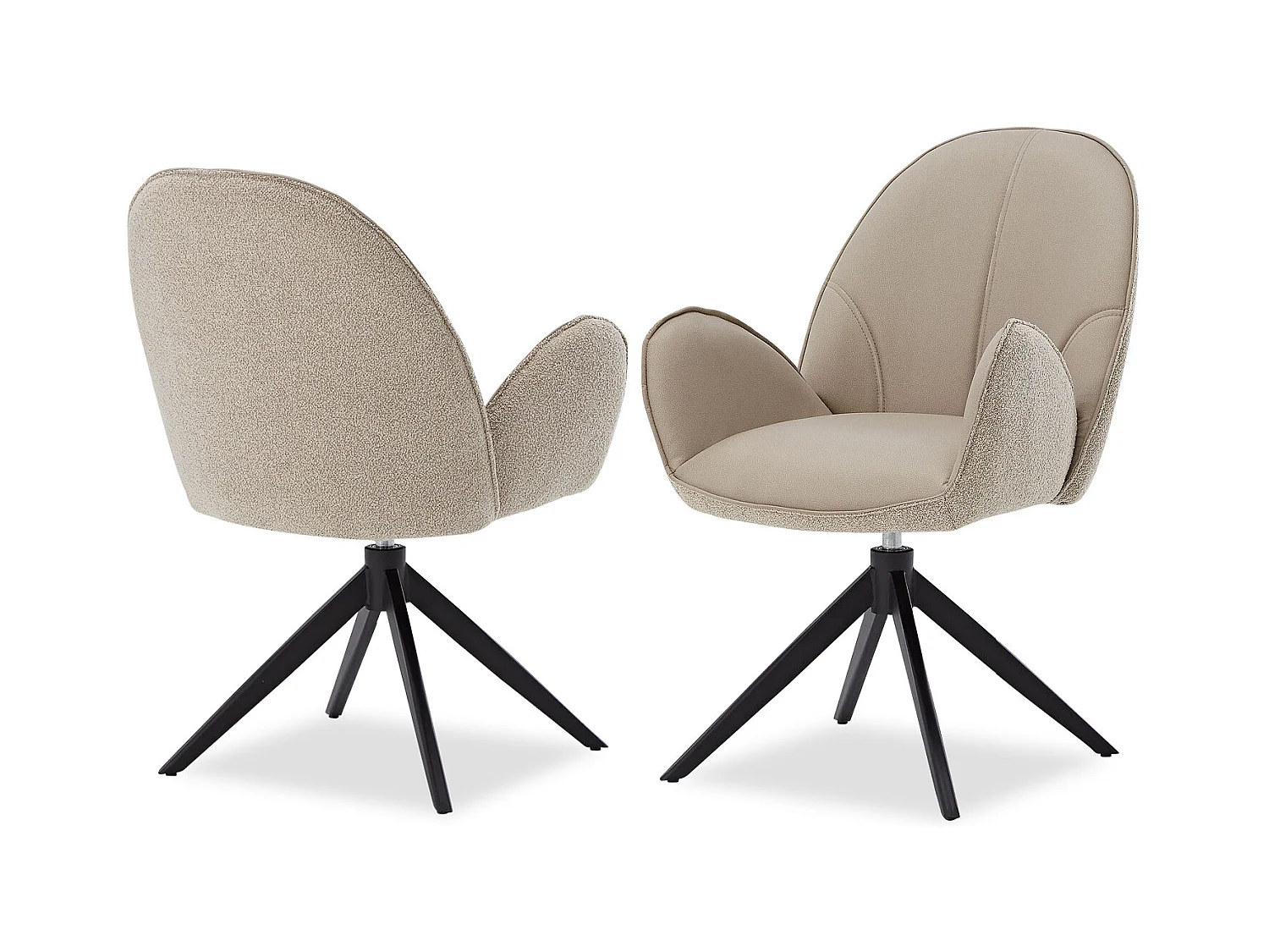 Esszimmerstuhl-Set 60x90x59 cm Beige Moderne Eierstühle Bouclé-Leder