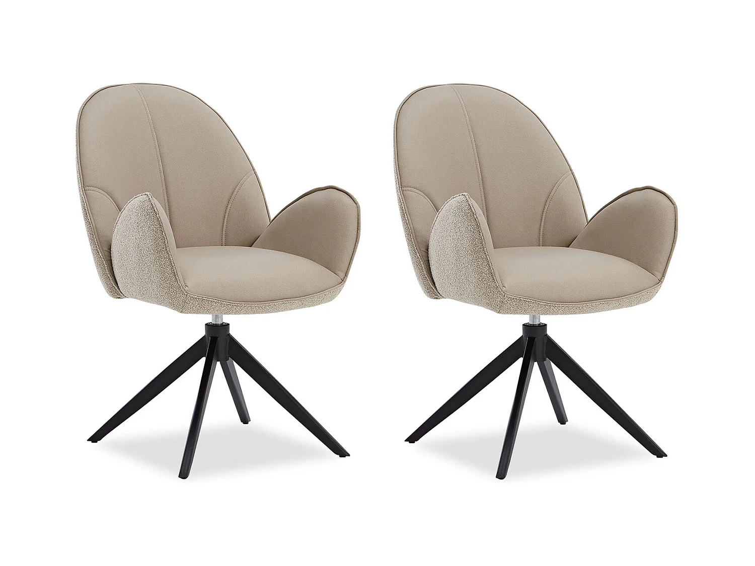 Ensemble de Chaises de Salle à Manger 60x90x59 cm Beige Chaises Modernes Oeuf Bouclé Cuir