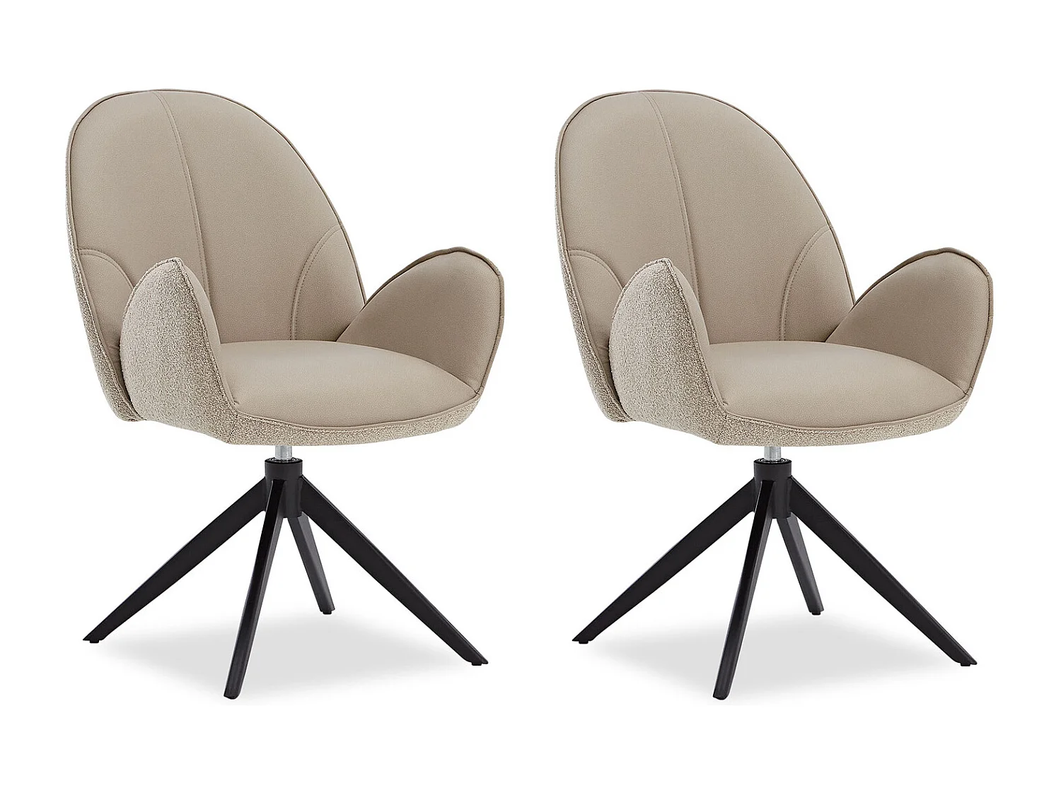 Conjunto de Cadeiras de Jantar 60x90x59 cm Bege Cadeiras Modernas Egg Couro Bouclé