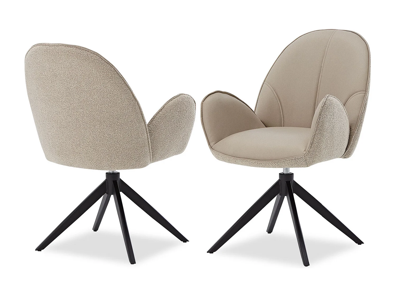 Conjunto de Cadeiras de Jantar 60x90x59 cm Bege Cadeiras Modernas Egg Couro Bouclé