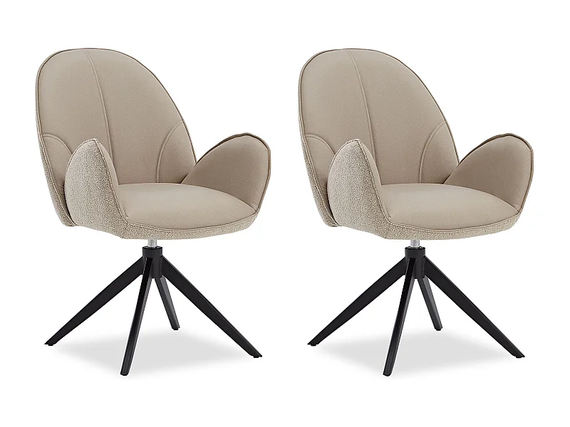 Ensemble de Chaises de Salle à Manger 60x90x59 cm Beige Chaises Modernes Oeuf Bouclé Cuir