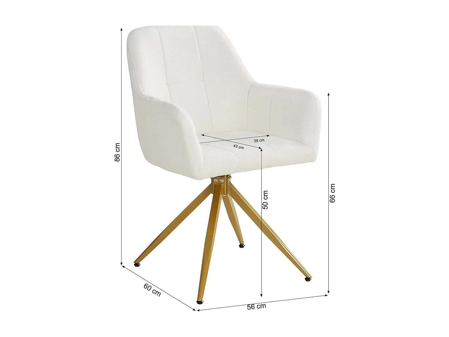 Silla de comedor 56x86x60 cm beige