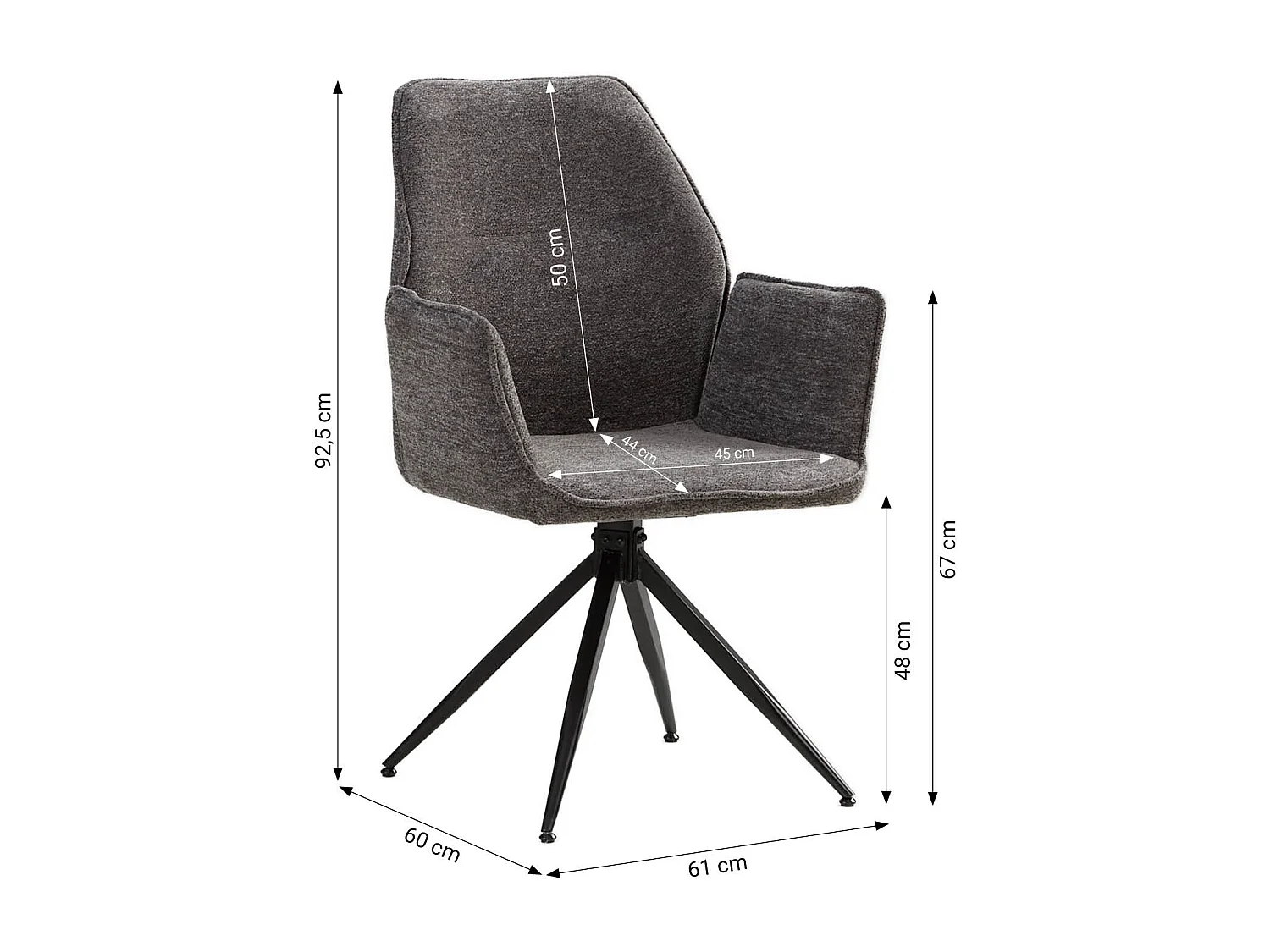 Chaise de salle à manger 61x92,5x60 cm grise Eames