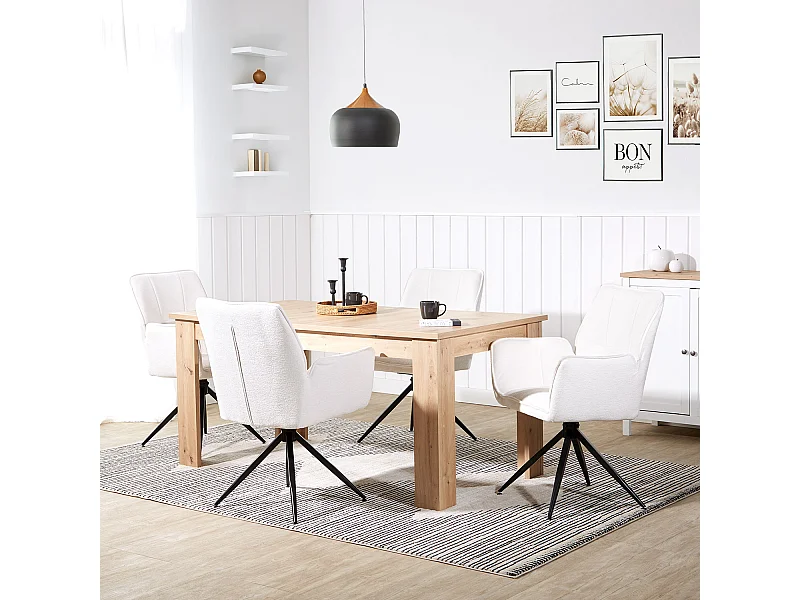 Esszimmerstuhl-Set 61x92,5x57,5 cm weiß Modern Eierstuhl Chenillegarn