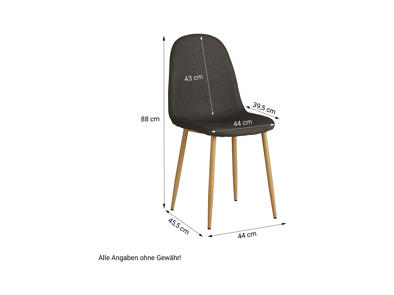 Esszimmerstuhl-Set 44x88x45,5 cm Anthrazit Eierstuhl
