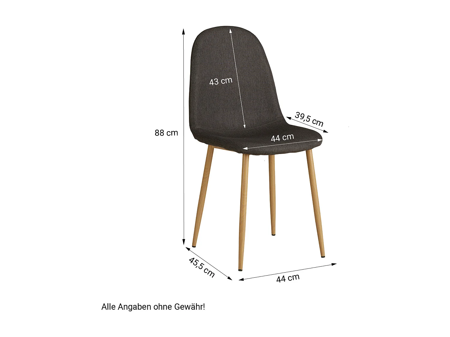 Esszimmerstuhl-Set 44x88x45,5 cm Anthrazit Eierstuhl
