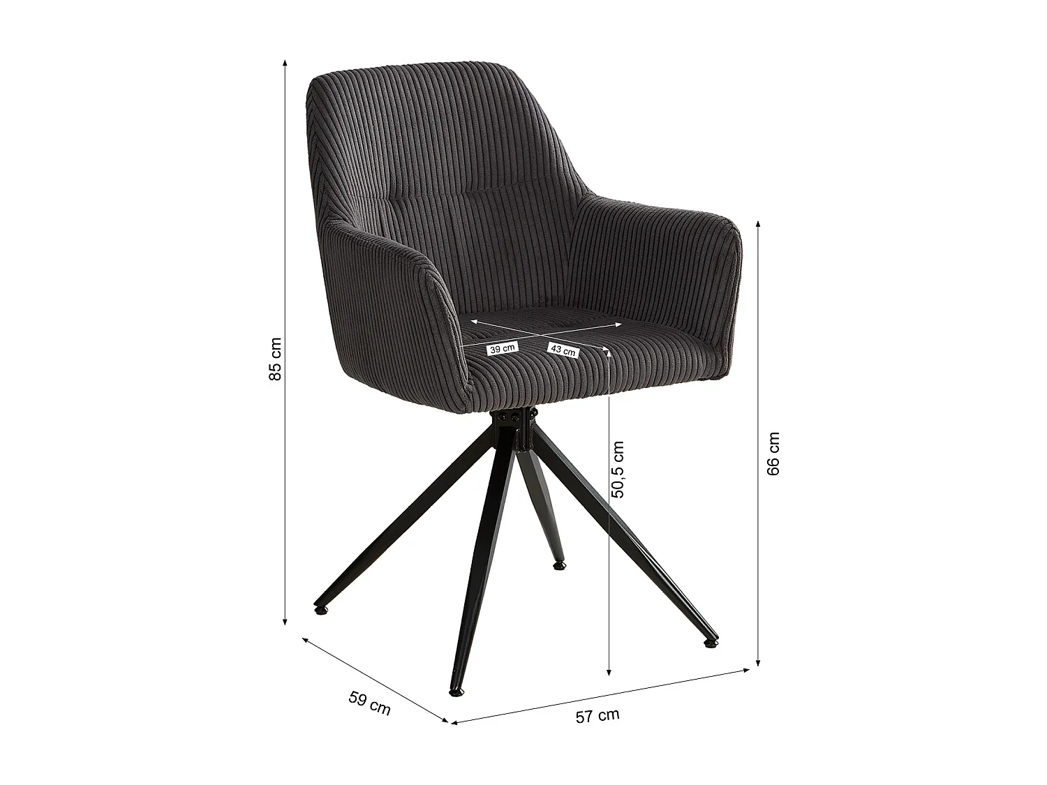 Esszimmerstuhl 57x85x59 cm grau