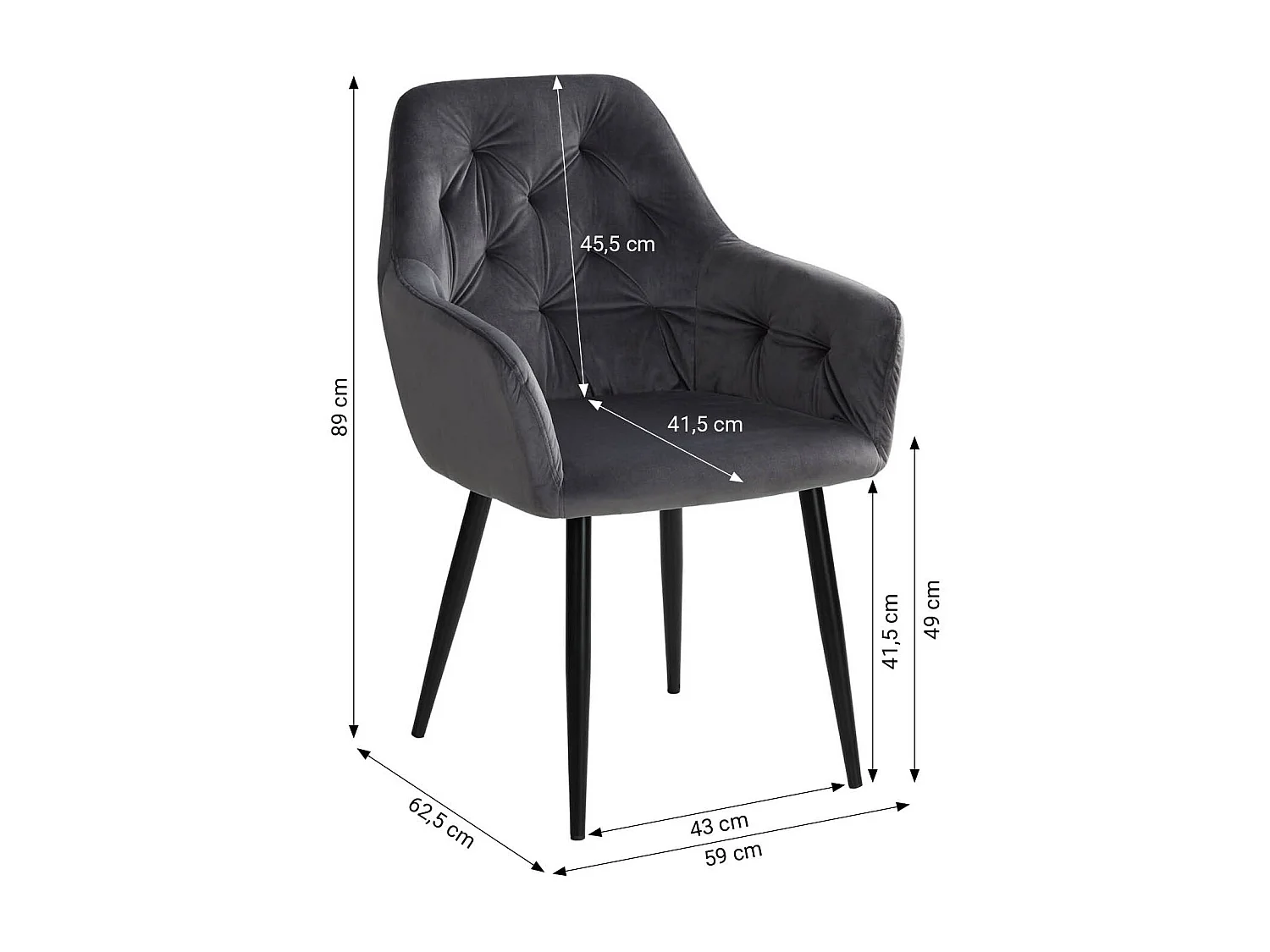 Chaise de salle à manger 59x89x62,5 cm gris Eames