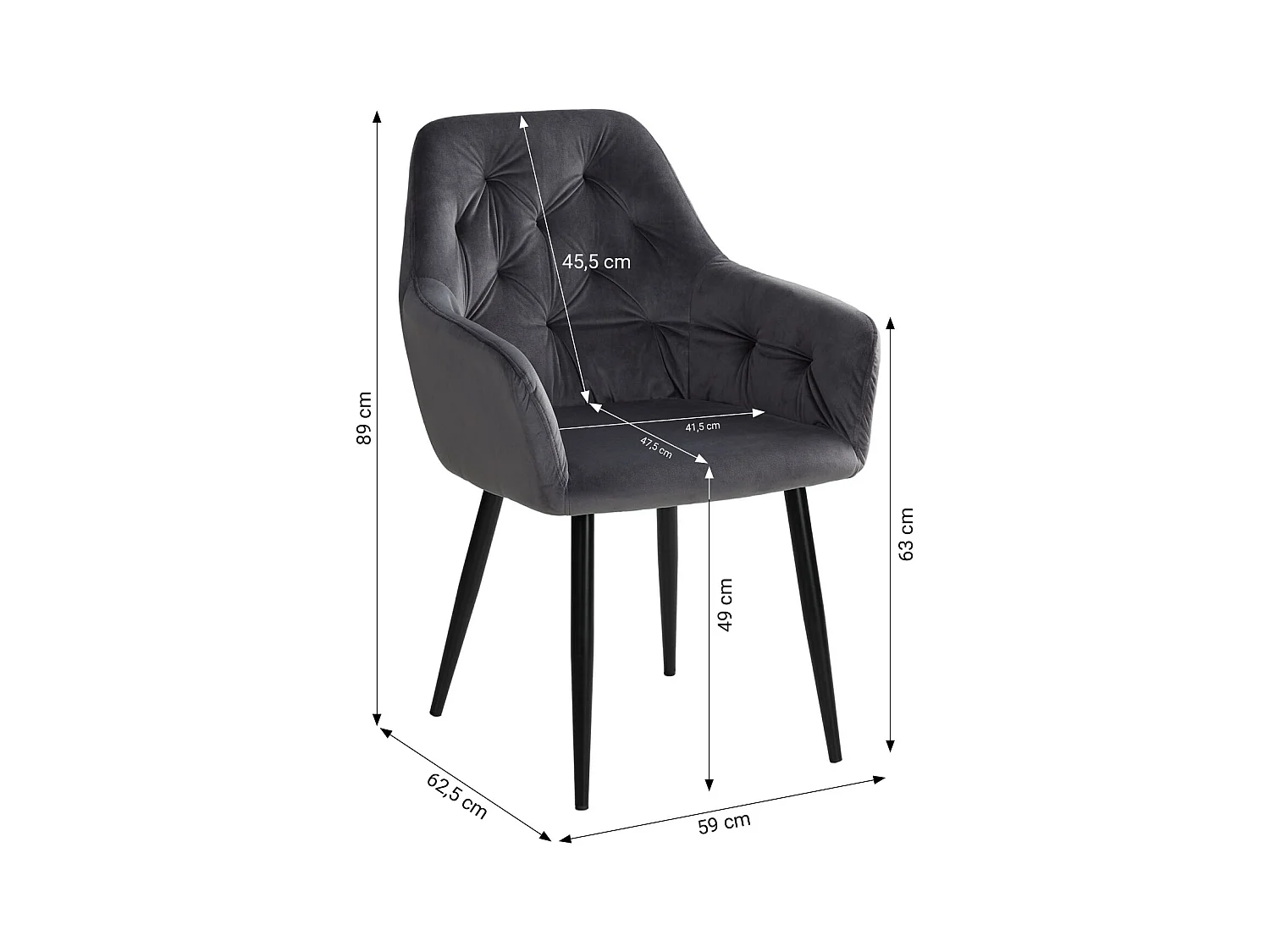 Esszimmerstuhl 59x89x62,5 cm Grau Eames