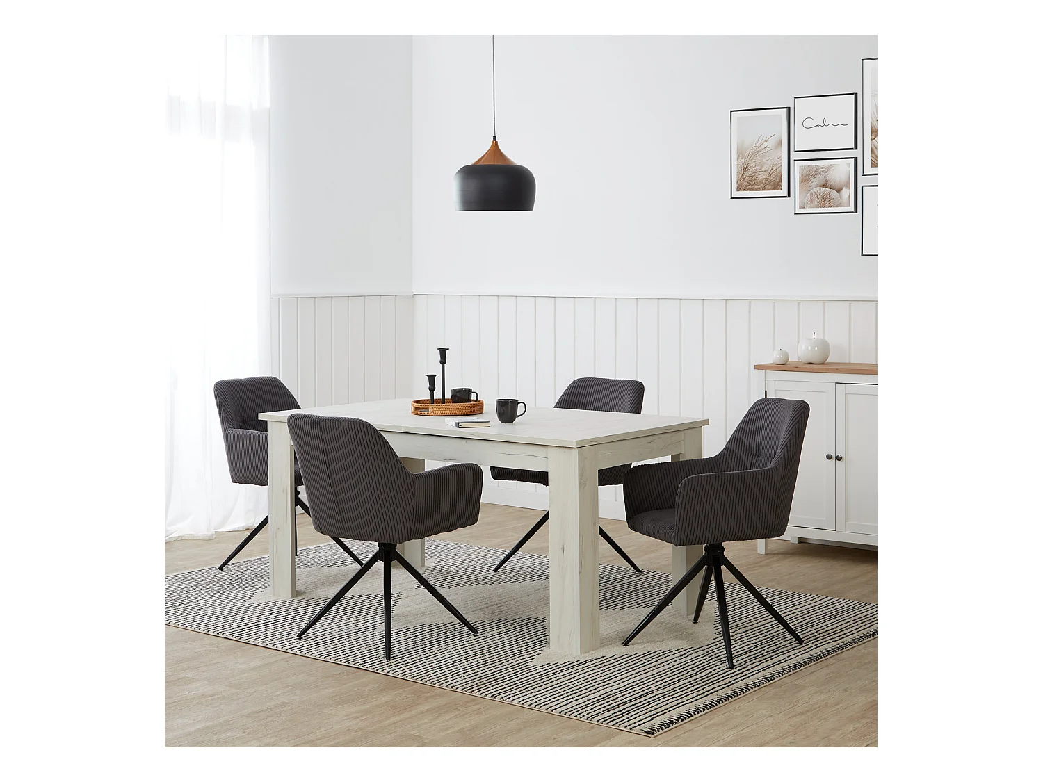 Esszimmerstuhl Set 57x85x59 cm Grau Moderne Eierstühle Cordstoff