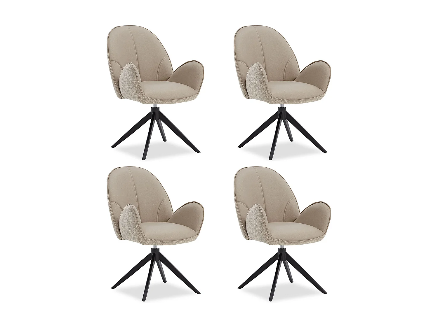 Eetkamerstoel Set 60x90x59 cm Beige Moderne Egg Stoelen Bouclé Leder