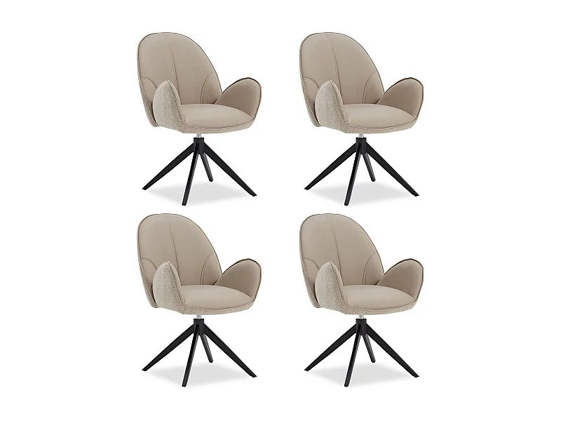 Eetkamerstoel Set 60x90x59 cm Beige Moderne Egg Stoelen Bouclé Leder