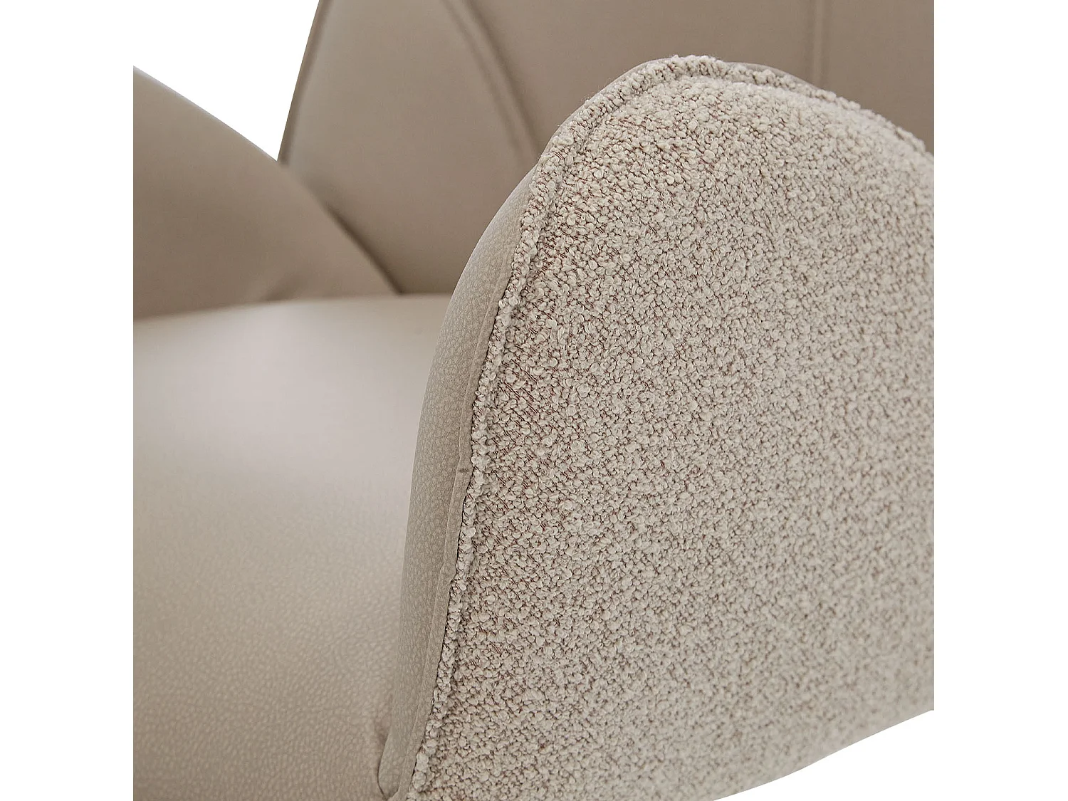 Esszimmerstuhl 60x90x59 cm Beige Moderner Eierstuhl Bouclé Leder