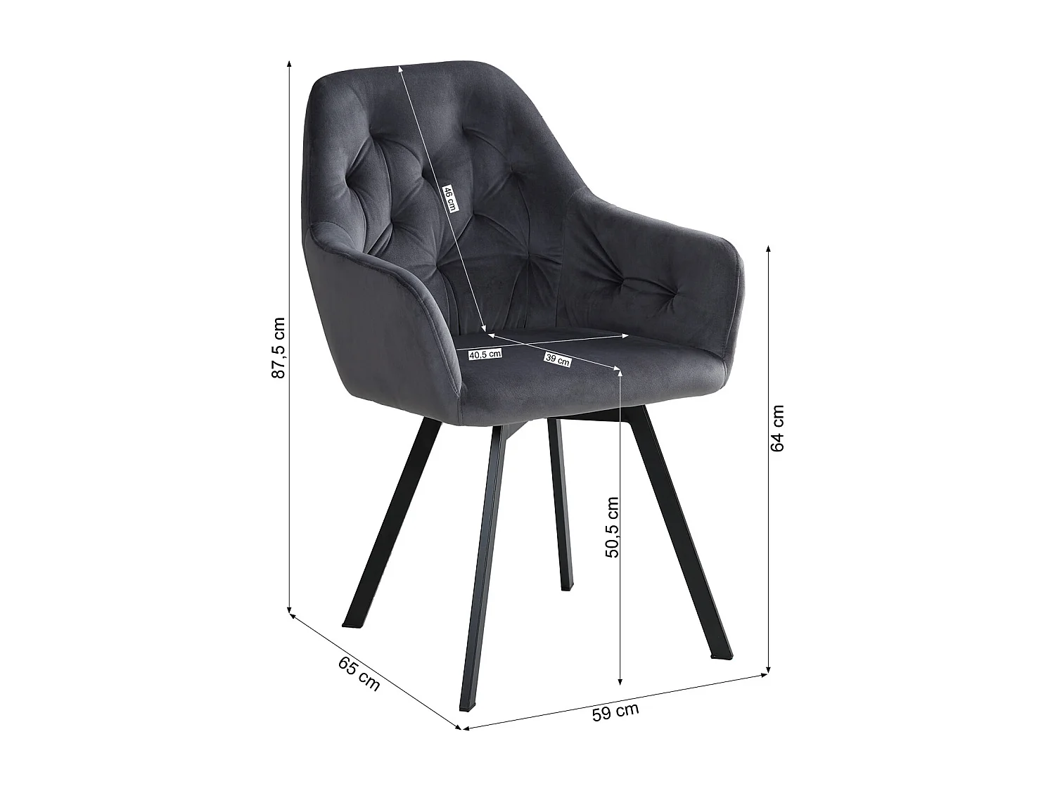 Esszimmerstuhl 59x87,5x65 cm grau Eames