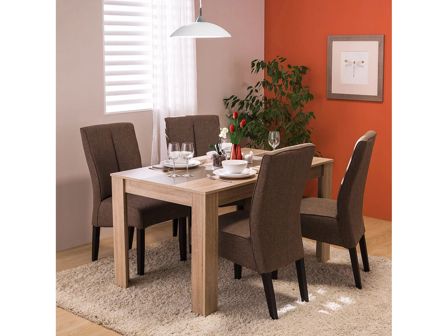 Eettafel 135x80x75 cm wit bruin