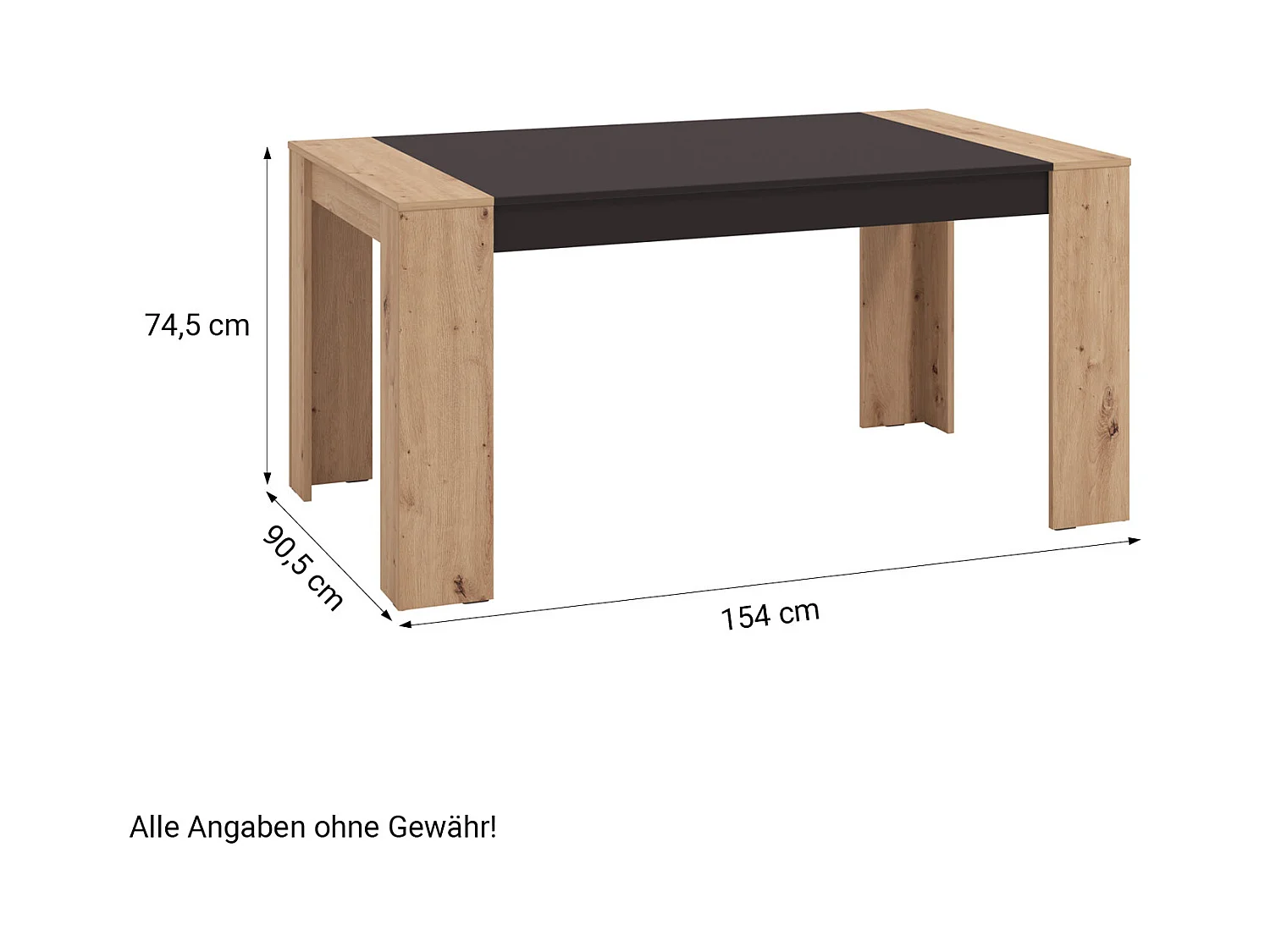 Table à manger 154x90x75 cm naturel noir