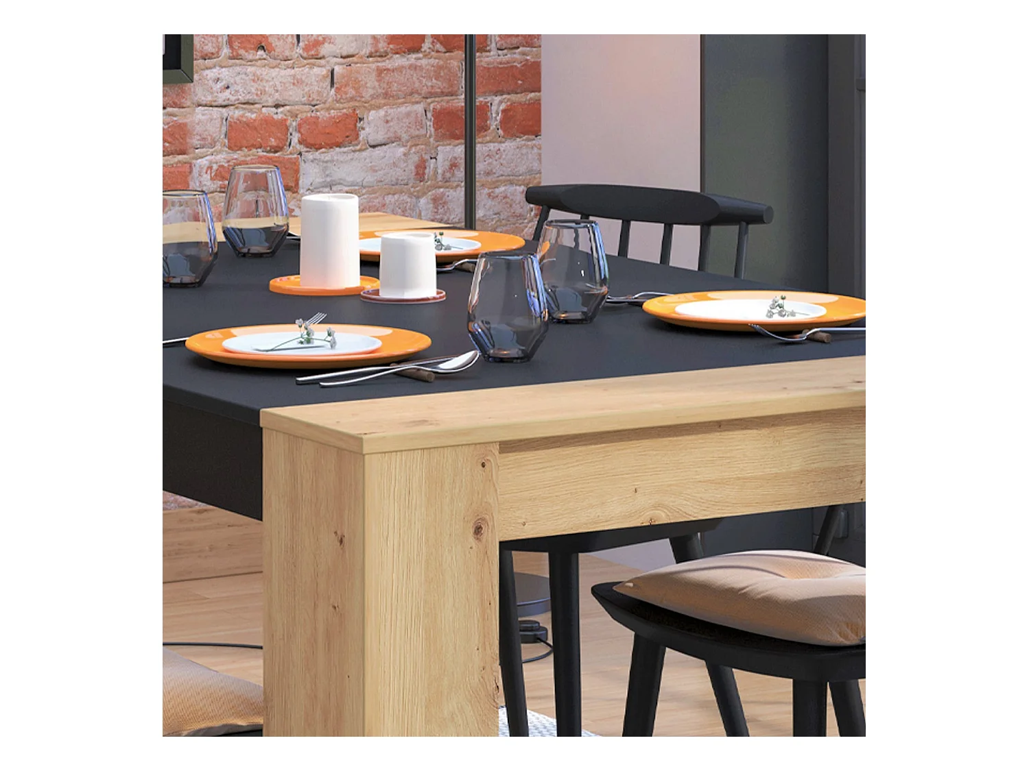 Table à manger 154x90x75 cm naturel noir