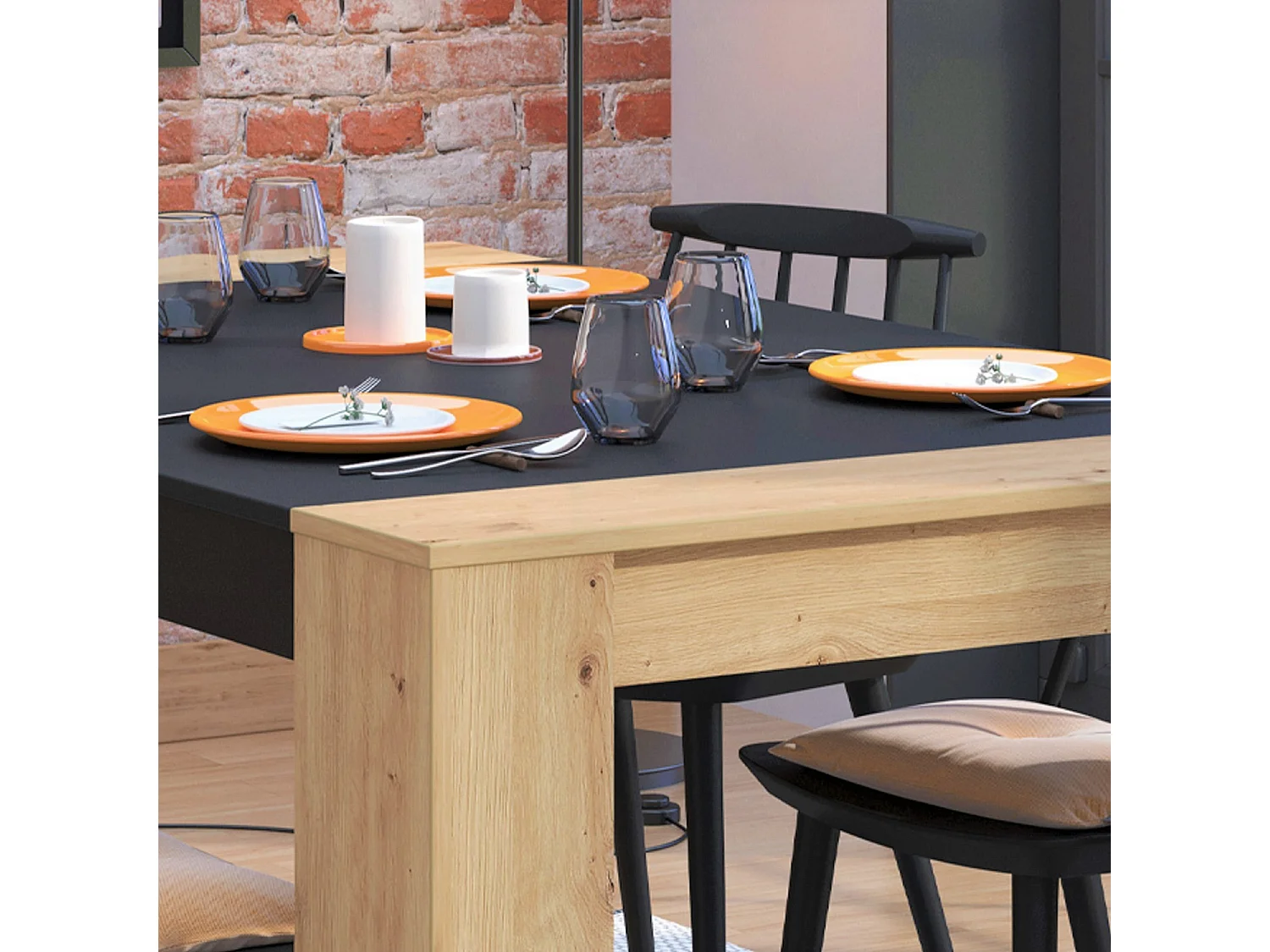 Stół jadalniany 154x90x75 cm naturalny czarny