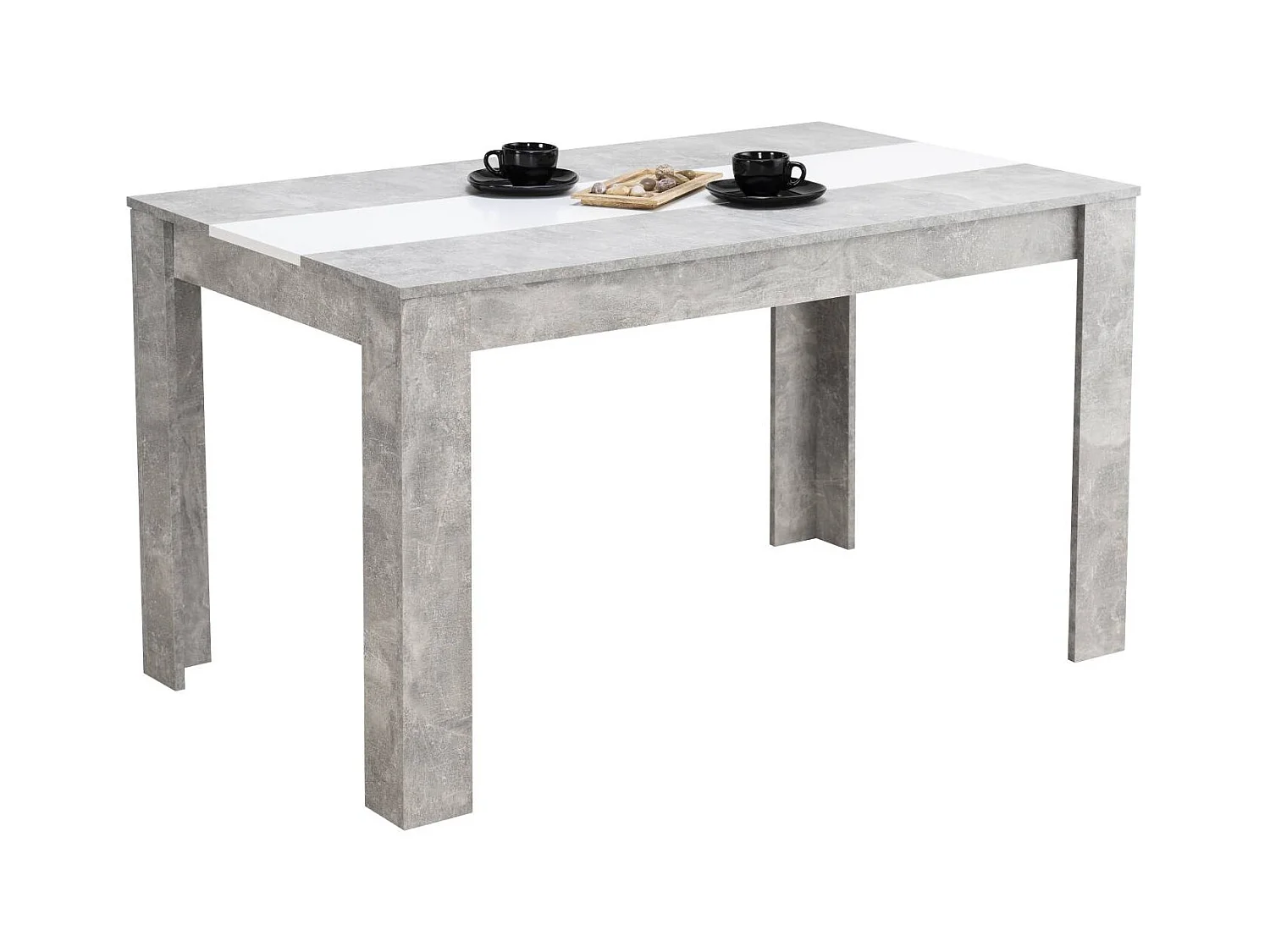 Table à manger 135x80x75 cm gris blanc