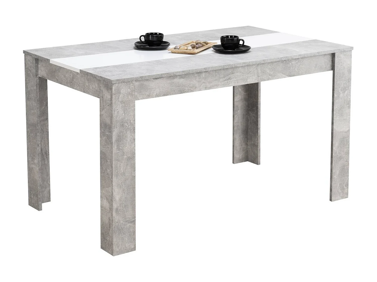 Esstisch 135x80x75 cm grau weiß