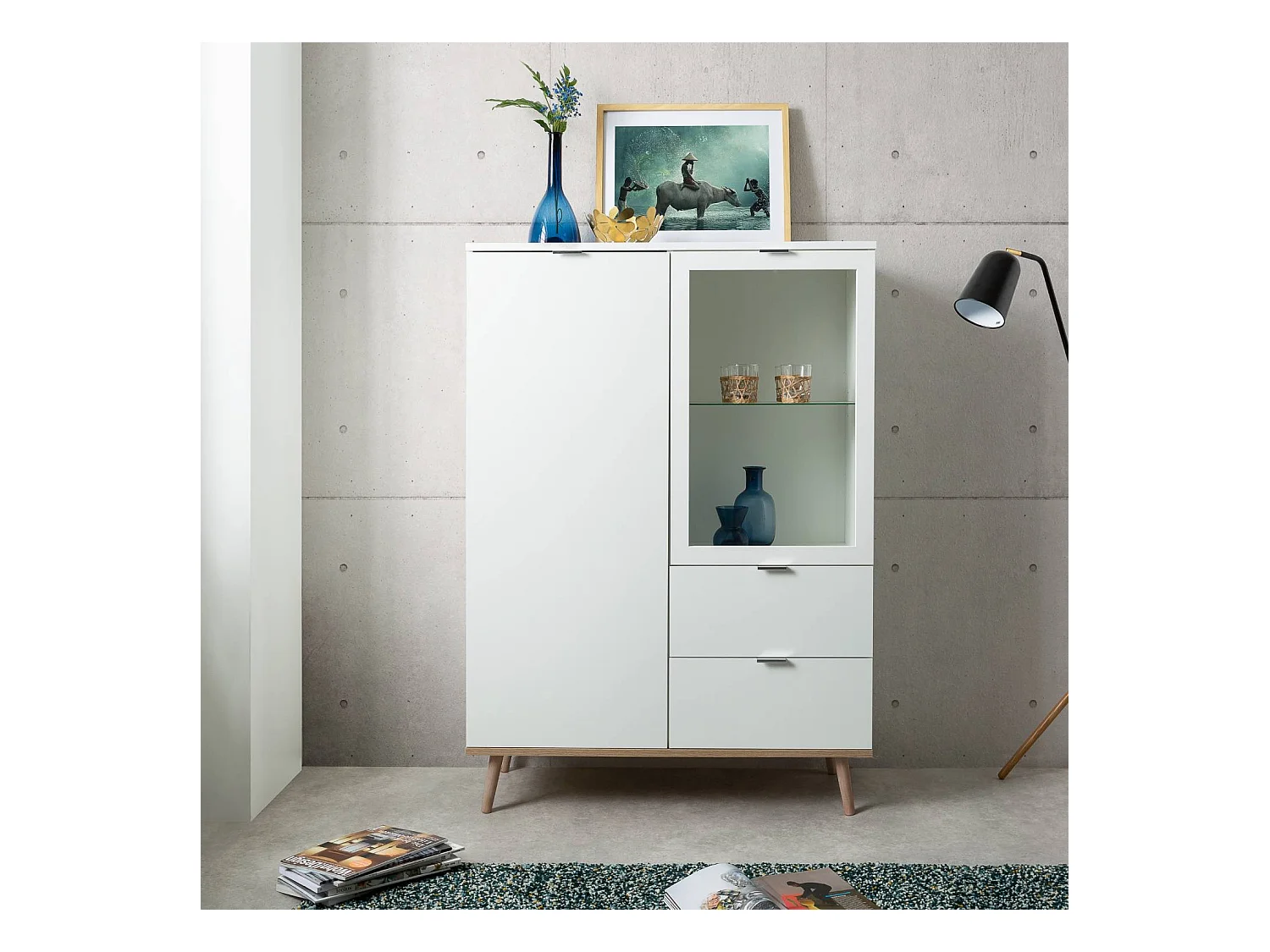 Buffet haut 100x40x140 cm blanc