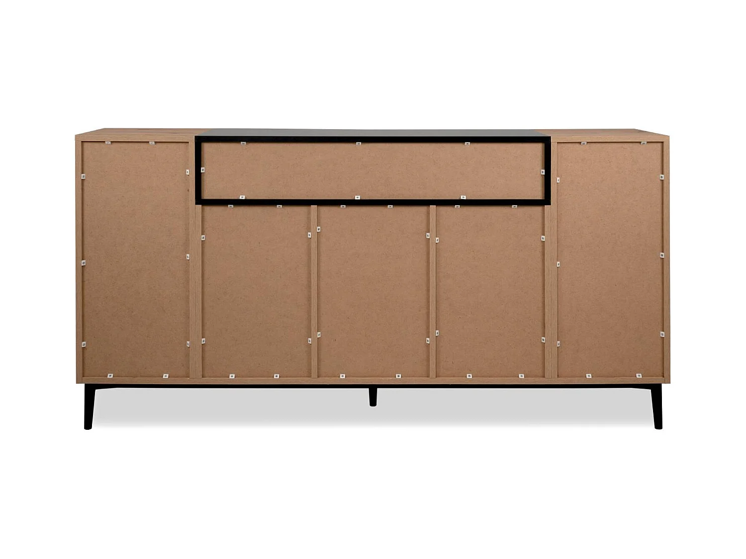 Buffet Commode 180x90x42 cm Bois de Chêne Noir en Naturel, Meuble de Salon