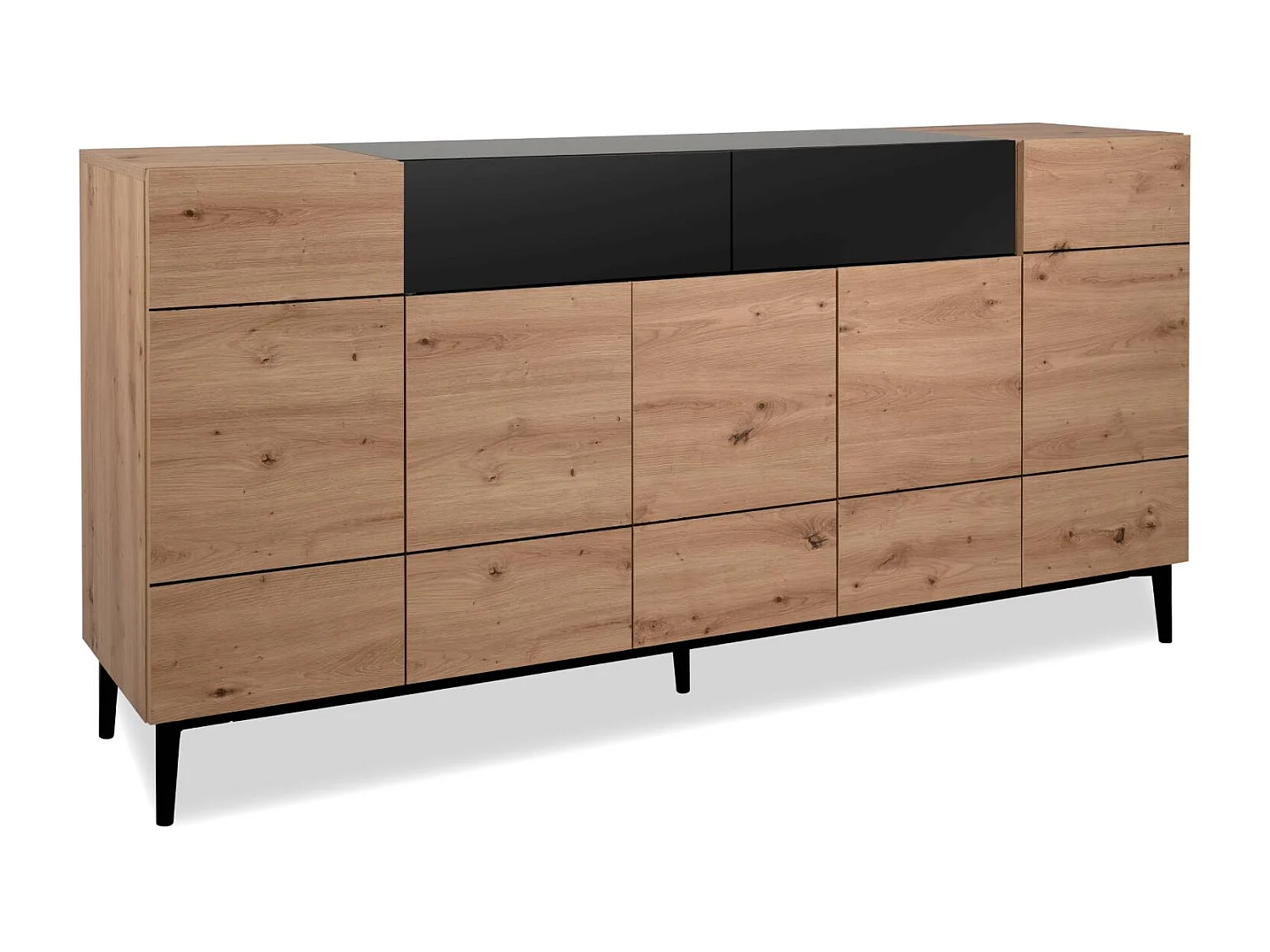 Sideboard Kommode 180x90x42 cm Schwarze Eiche Holz Natur Wohnzimmer Schrank