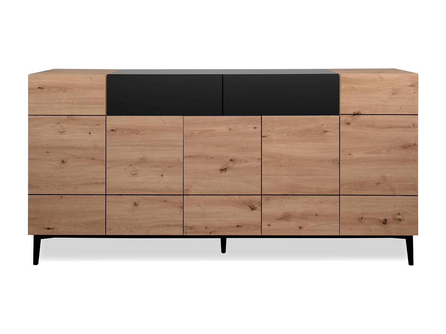 Sideboard Kommode 180x90x42 cm Schwarze Eiche Holz Natur Wohnzimmer Schrank