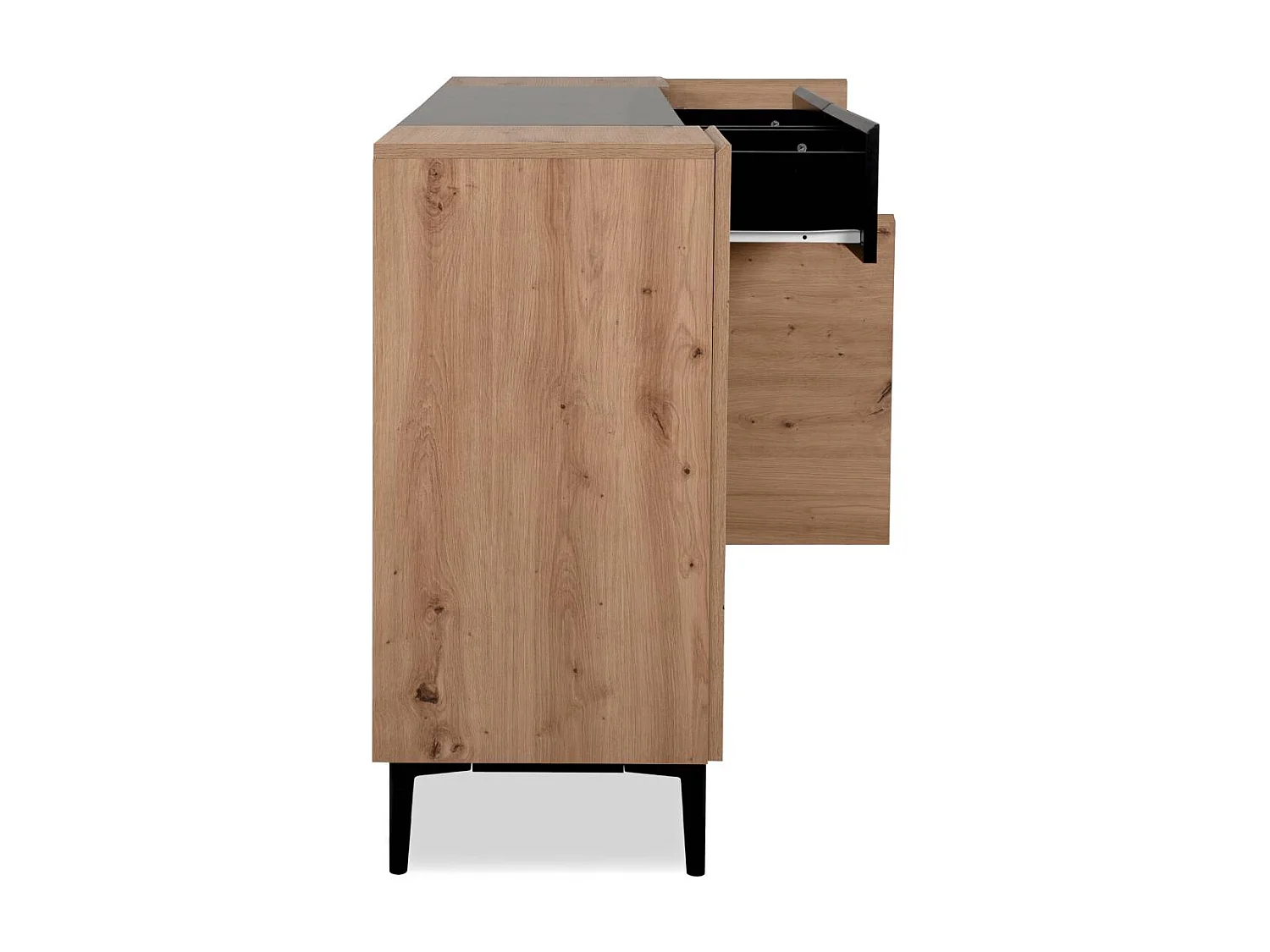 Sideboard Kommode 180x90x42 cm Schwarze Eiche Holz Natur Wohnzimmer Schrank