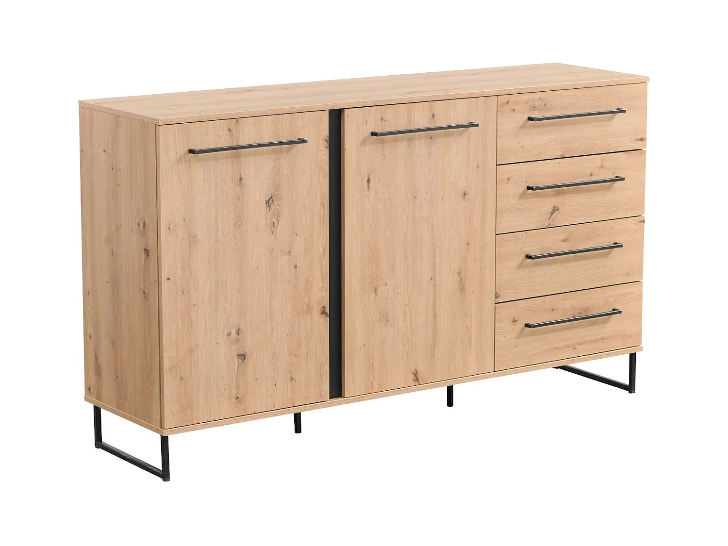 Buffet 159x92.5x42 cm naturel noir
