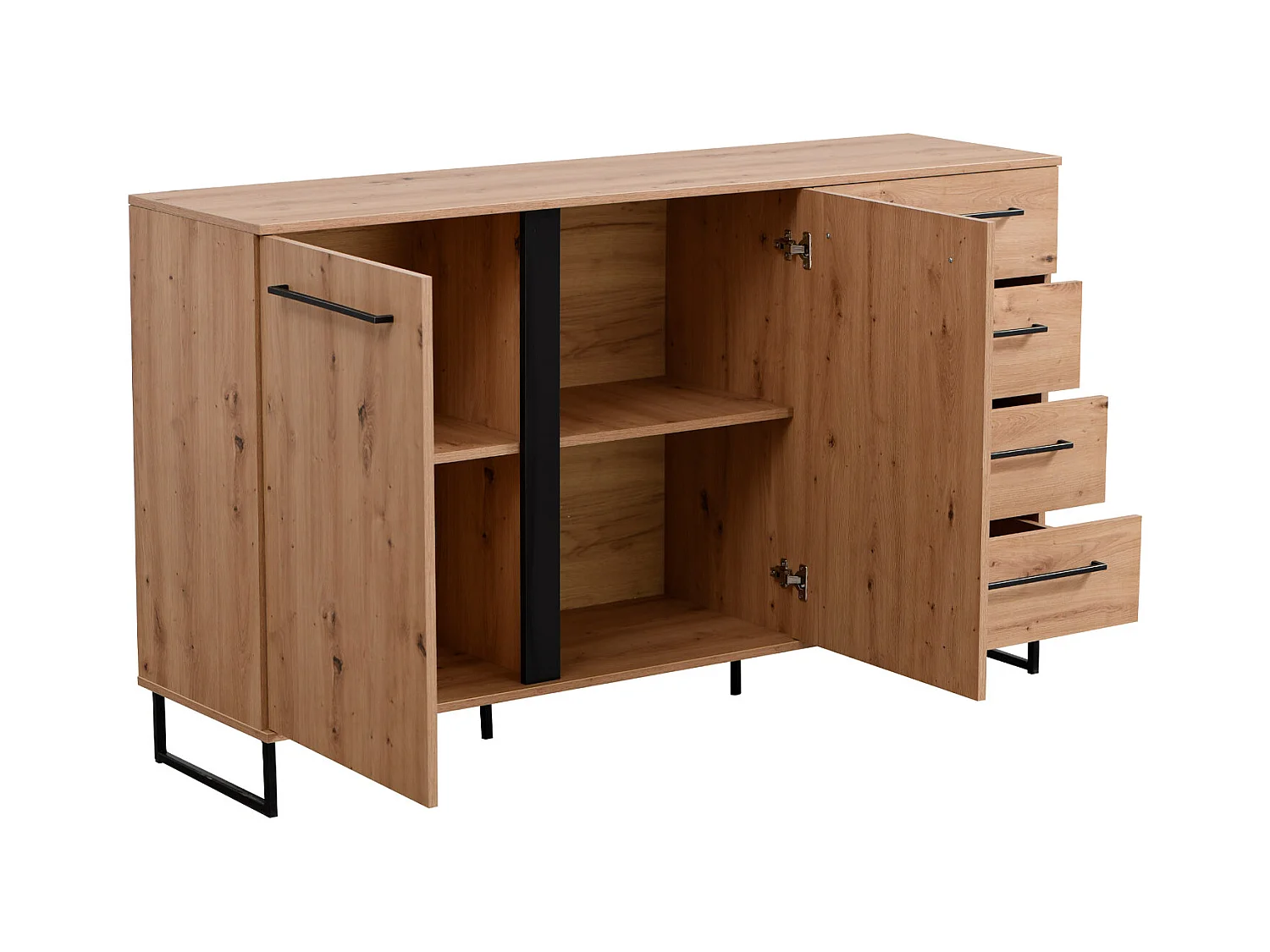 Buffet 159x92.5x42 cm naturel noir