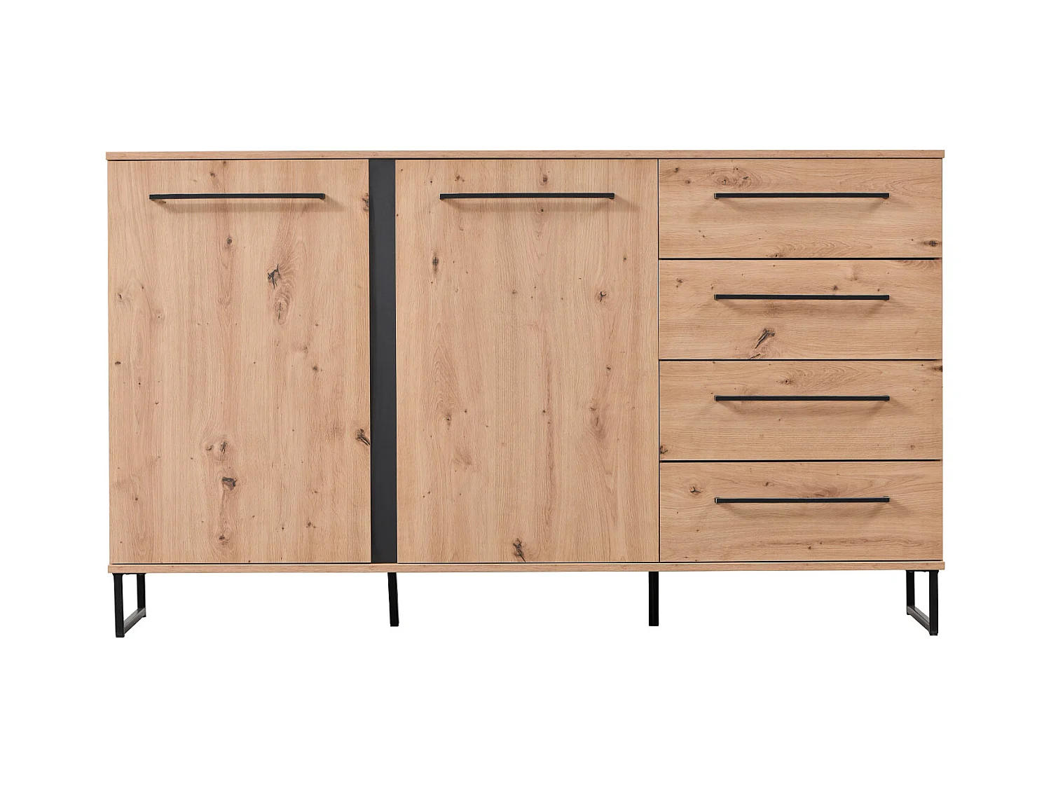Buffet 159x92.5x42 cm naturel noir