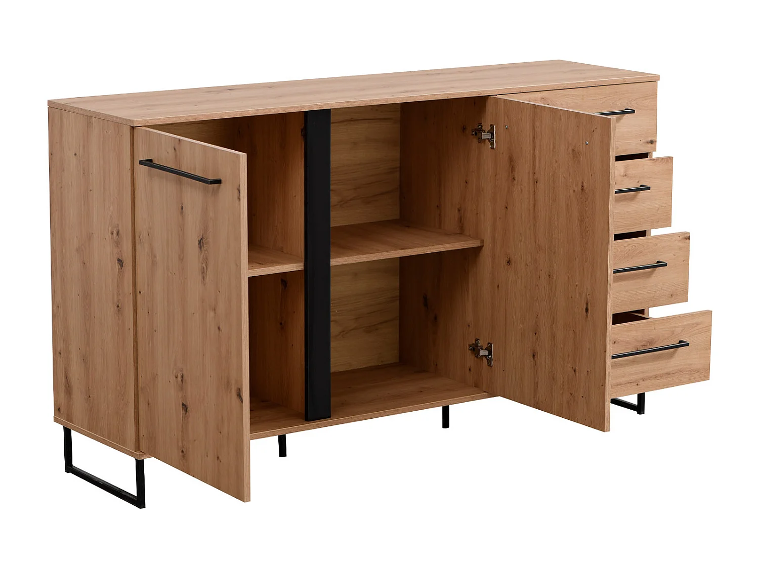 Sideboard 159x92,5x42 cm natur schwarz
