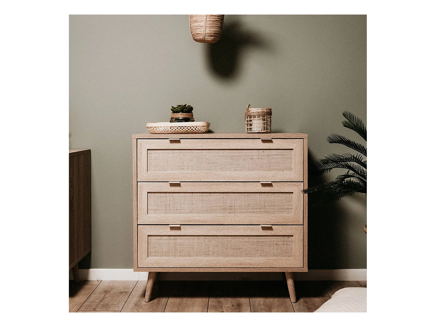 Dressoir 80x80x40 cm bruin Rafia