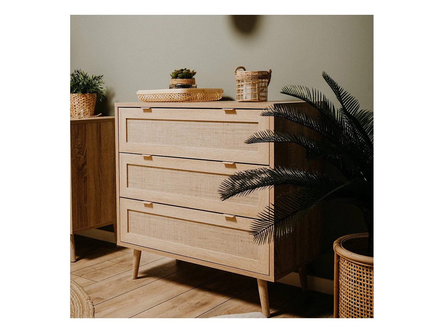 Dressoir 80x80x40 cm bruin Rafia