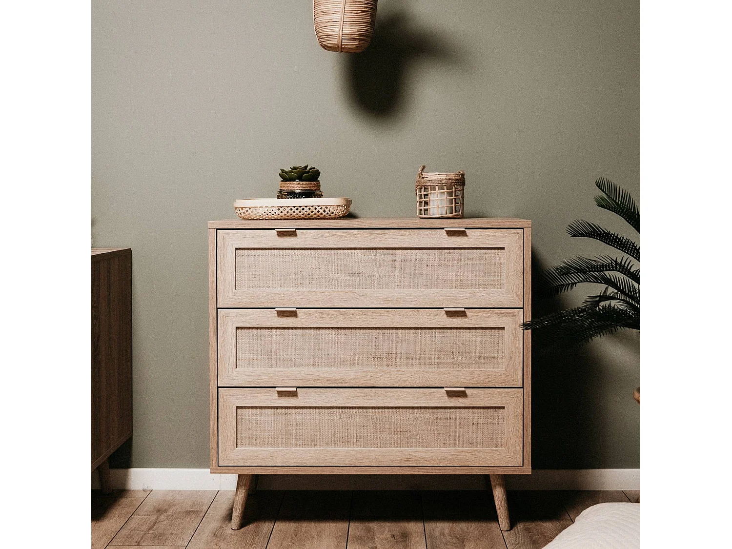 Komoda 80x80x40 cm brązowa Rafia